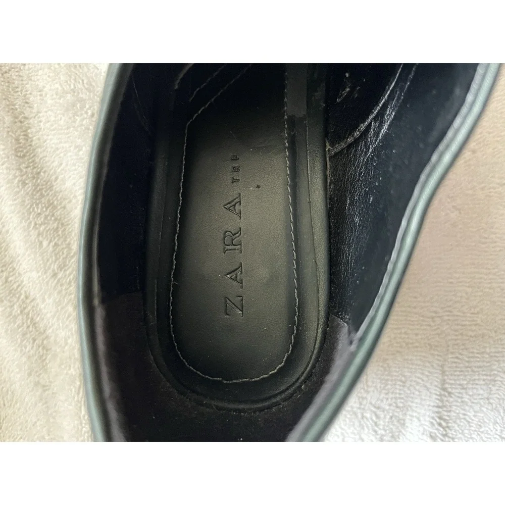 Zara TRF Shoes Women's Size 9 (EU 40)‎ Green Low Heel Chunky Derby Lace Up
